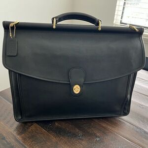 Coach Vintage Black Leather Briefcase Bag